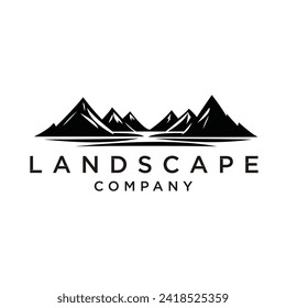 Mountain Peaks River Creek Simple logo design Vector