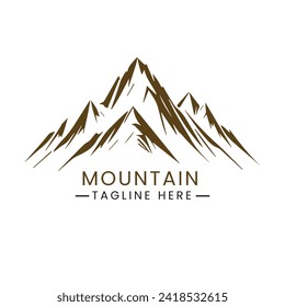 mountain peaks river creek simple logo design vector