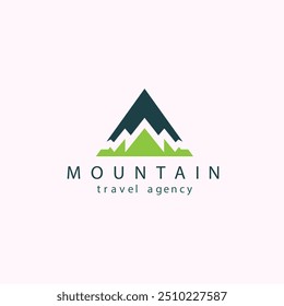 Mountain Peaks River Creek Simple logo design Vector