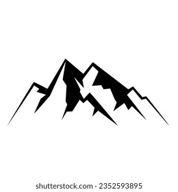 Mountain peaks silhouette. Isolated rocky mountain. Mountain, rock, hill, peak. Vector illustration. Black and white illustration.