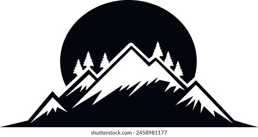 Mountain peaks silhouettes. Isolated rocky mountain.