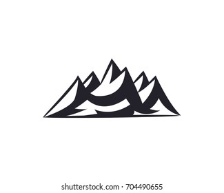 Mountain peaks, ski logo design elements icon collection isolated on white background.