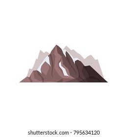 Mountain peaks with snow ice tops, outdoor design element, nature landscape, mountainous geology vector Illustration