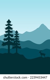 Mountain peaks, and trees, for wallpaper, poster, theme, etc