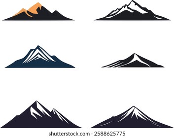 Mountain Peaks Vector Illustration Set on White Background