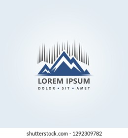 Mountain peaks and water abstract vector icon