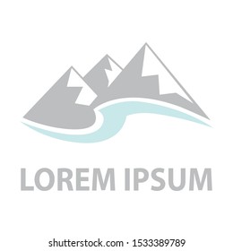 mountain peaks and water wave, vector logo template