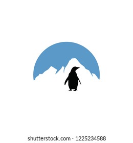 mountain and penguin, logo icon