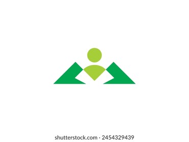 mountain with people logo, line style creative modern design vector