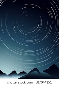 mountain perspective and star trail