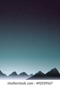 mountain perspective when starry night