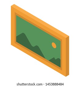 Mountain picture icon. Isometric of mountain picture vector icon for web design isolated on white background