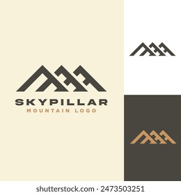 Diseño de logotipo de Vector minimalista de pilar de montaña para su negocio