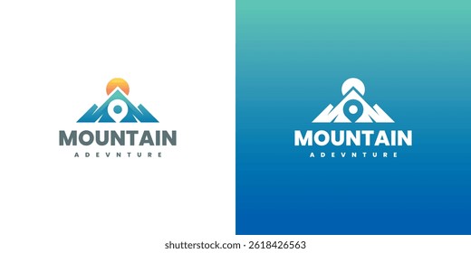 mountain pin location logo vector