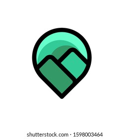 mountain pin logo design vector template sign icon