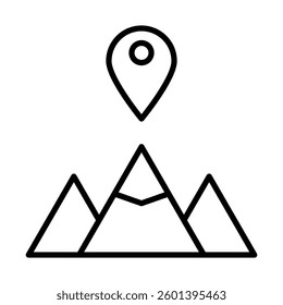 Mountain Pin Vector Line Icon Design