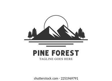 Mountain Pine Conifer Spruce Cedar Larch Cypress Fir Forest for Outdoor Adventure Logo