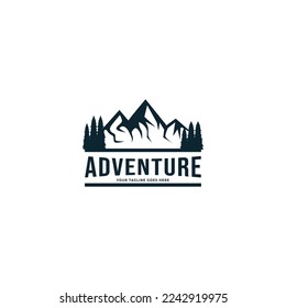 mountain pine logo design vector template.