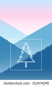 mountain pine symbol vector illustration