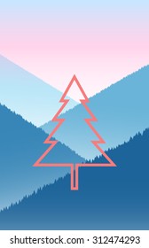 mountain pine symbol vector illustration