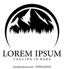 Mountain with pine tree inspiration for logo, icon and symbol on banner