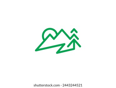 Mountain Pine Tree Logo, linearer Stil Kreative Moderne Vorlage Design