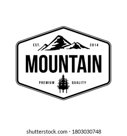 Mountain Pine Tree Logo Vintage Design Illustration Icon Isolated 