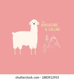 mountain pine tree woodland text line animal lamp illustration art vector tee slogan