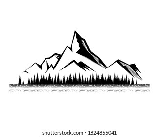 Hand Drawn Inspirational Label Mountains Pine Stock Vector (Royalty ...