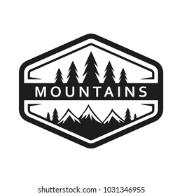 Mountain and pines tree icon