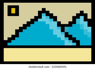 Mountain Pixel art for describe about nature and designed simple vector. Can be use background video games. NFT arts