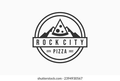 mountain with pizza logo icon design Vector design template inspiration