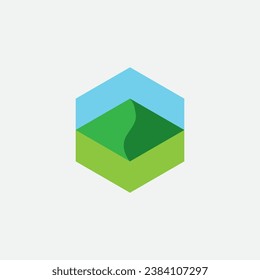 Mountain polygon logo design illustration vector template