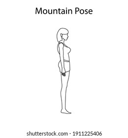 La montaña representa el esquema de entrenamiento de yoga sobre el fondo blanco. Ilustración del vector