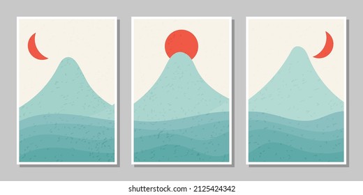 afiches de montaña con color de gradación