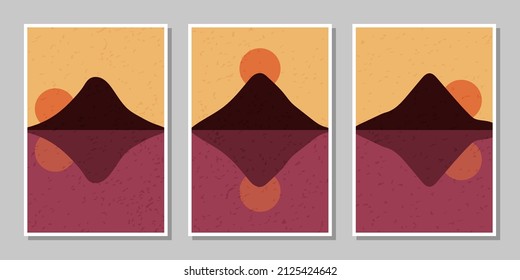 afiches de montaña con color de gradación