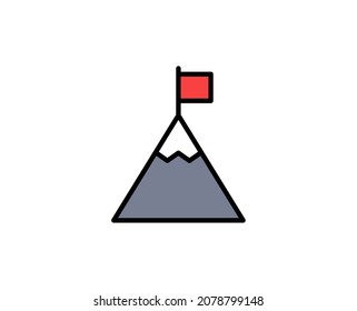 Mountain premium line icon. Simple high quality pictogram. Modern outline style icons. Stroke vector illustration on a white background. 