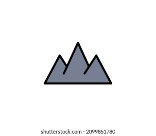 Symbol für die BergPremium-Linie. Einfaches hochwertiges Piktogramm. Moderne Kontursymbole. Schlagt Vektorgrafik auf weißem Hintergrund. 