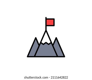 Mountain premium line icon. Simple high quality pictogram. Modern outline style icons. Stroke vector illustration on a white background. 