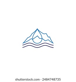 Mountain pure water logo simple line design
