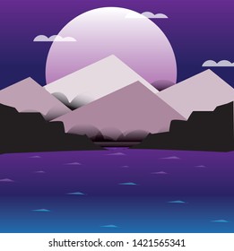 mountain in the purple color vector
