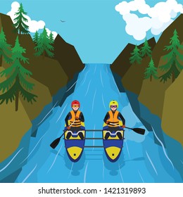 Mountain rafting concept background. Flat illustration of mountain rafting vector concept background for web design