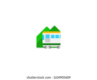 Mountain railway vector flat icon. Isolated railway, railroad train emoji illustration 