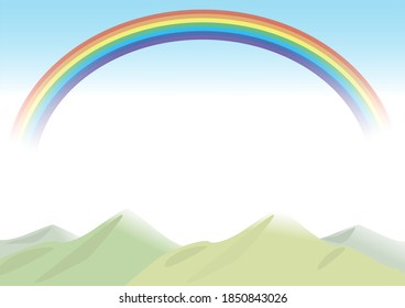 Mountain with rainbow background (transparent background)