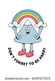 mountain and rainbows retro cartoon illustration