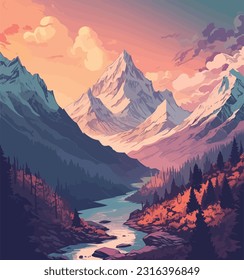 Mountain rainier illustrated with purple color