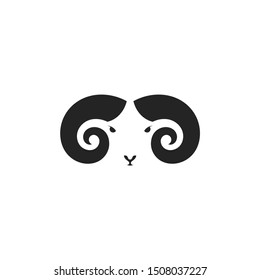 Mountain ram. Logo. Mouflon ram on white background