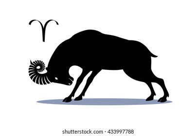 Mountain ram (sheep) lowered his head, stuck out his horn and prepared for battle.
Aries - fire zodiac sign, militant and aggressive, drawn in pen, standing in profile in a tense and dynamic posture.