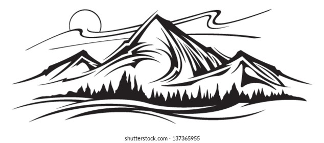 Mountain Range Stock Vector (Royalty Free) 137365955 | Shutterstock