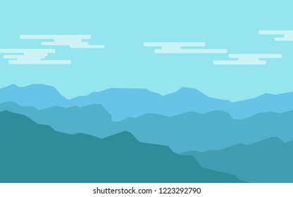 Mountain range in blue tone